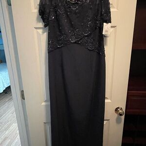 Navy Beaded Lace Dress